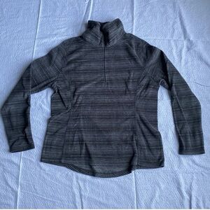 Old Navy 1/4 Zip Fleece Shirt Long Sleeve Striped Mock Neck Black/Gray Women's L